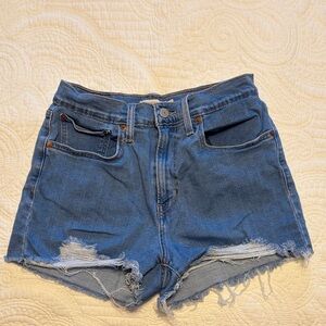 Levi’s High-Rise Distressed Denim Women’s Shorts - Blue